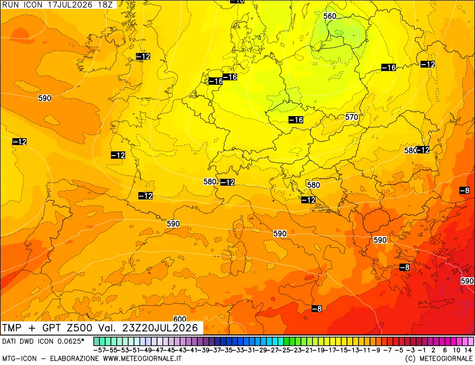 mappa 500 hPa Temp + GPT