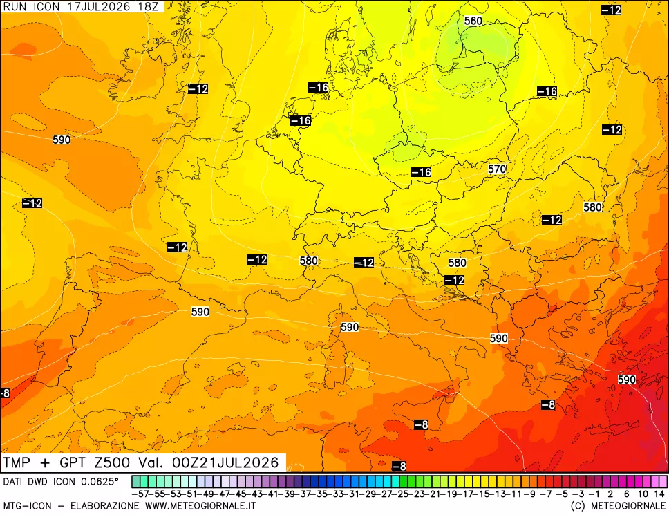 mappa 500 hPa Temp + GPT