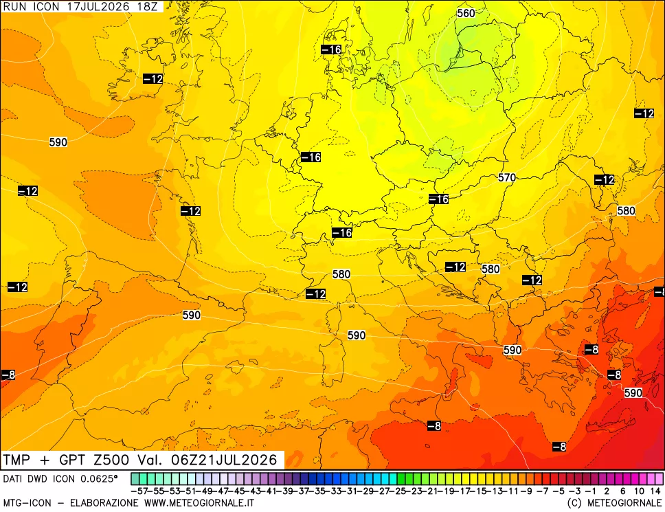 mappa 500 hPa Temp + GPT