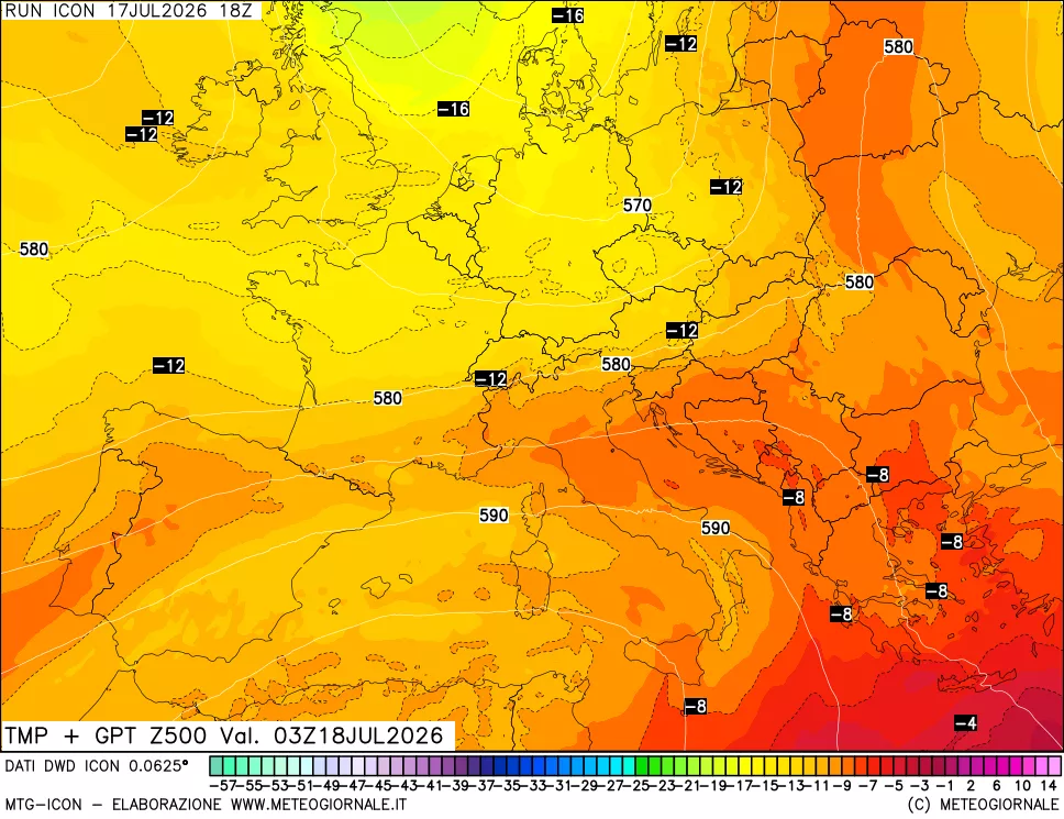 mappa 500 hPa Temp + GPT