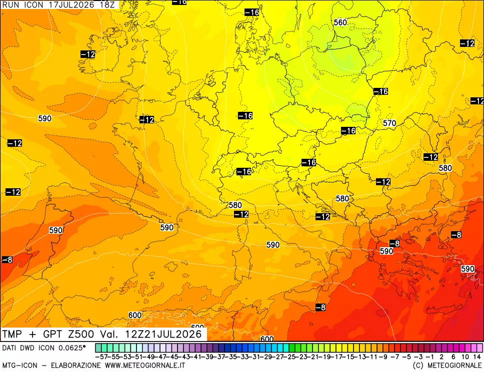 mappa 500 hPa Temp + GPT