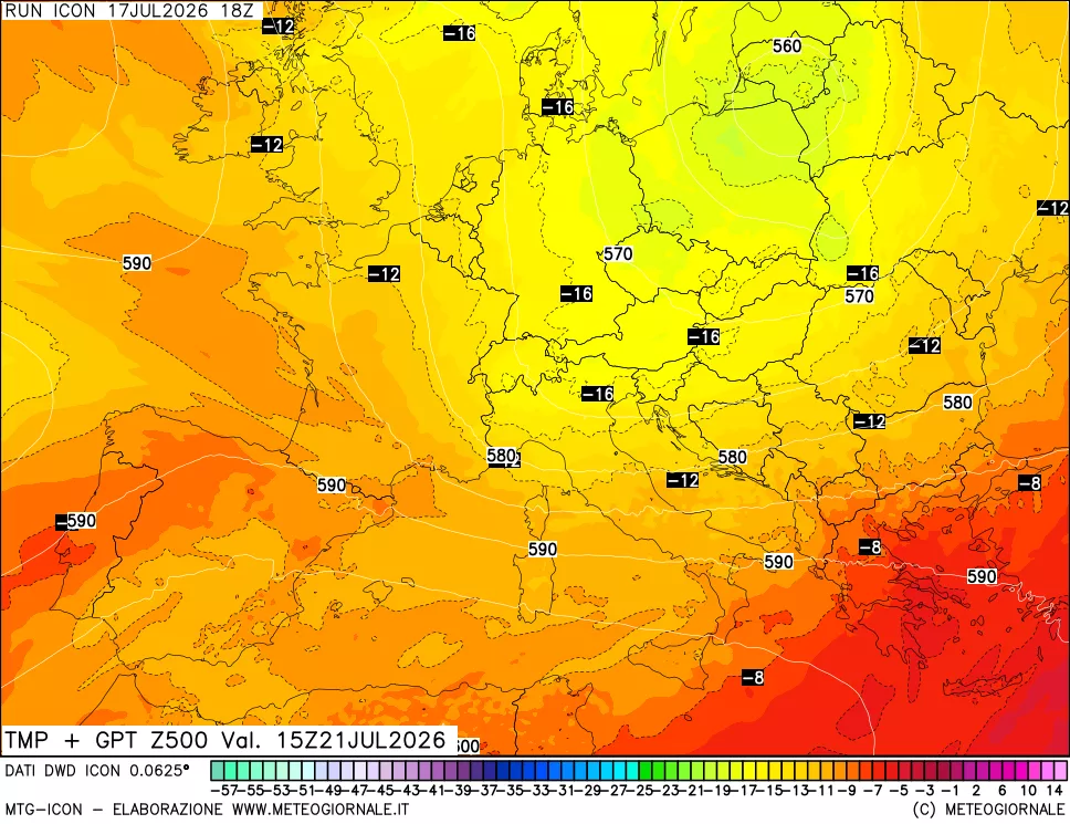 mappa 500 hPa Temp + GPT