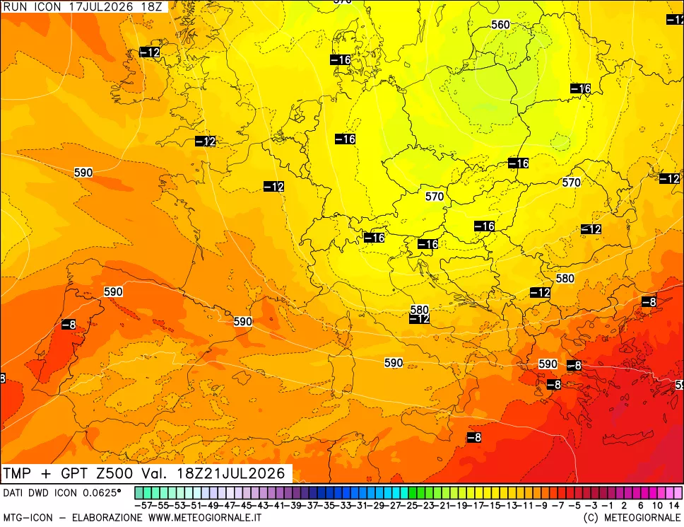 mappa 500 hPa Temp + GPT