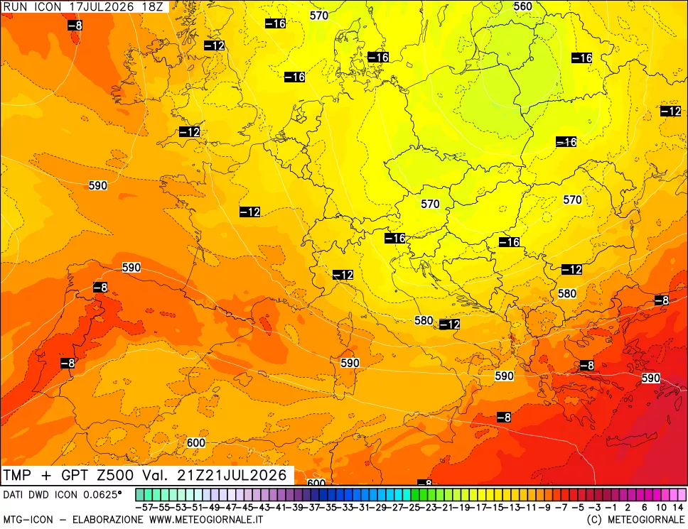 mappa 500 hPa Temp + GPT