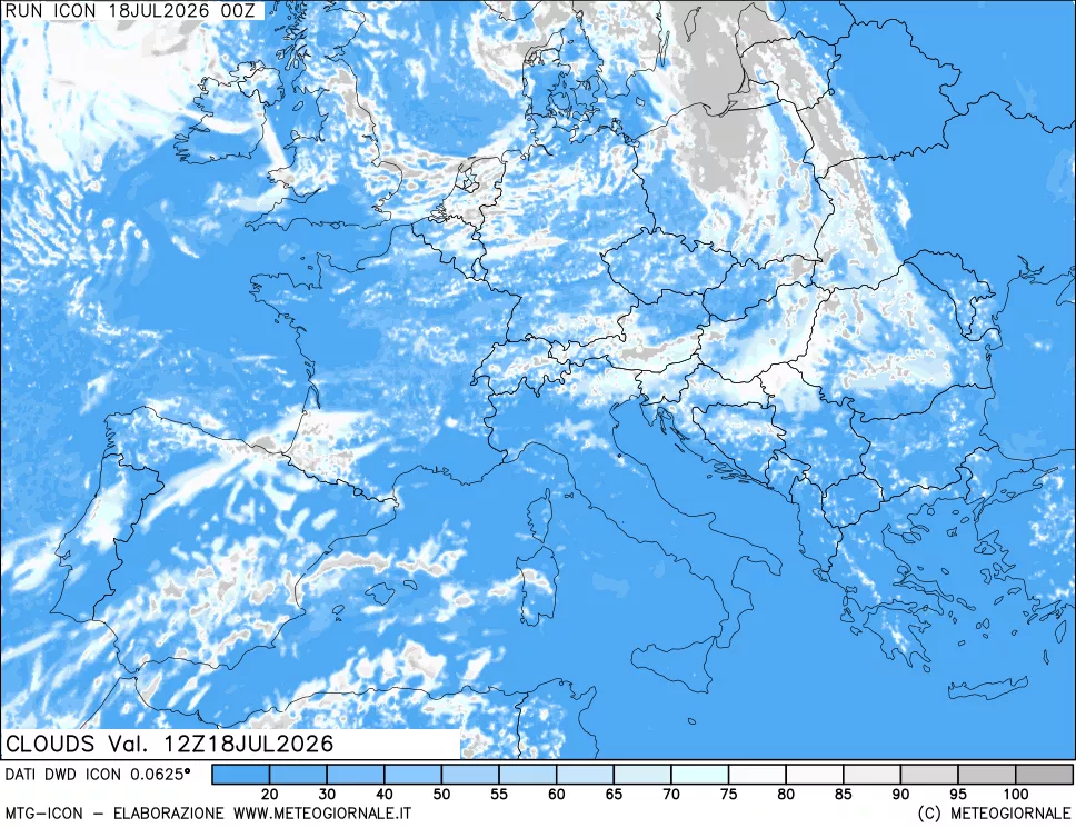 mappa Nuvolosit&agrave; totale