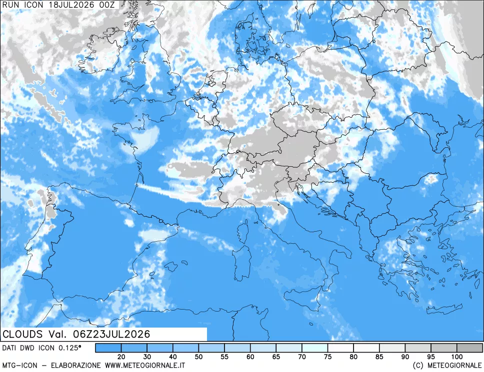 mappa Nuvolosit&agrave; totale