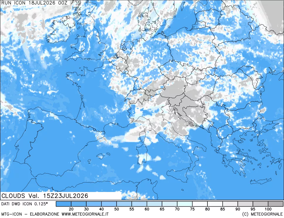 mappa Nuvolosit&agrave; totale