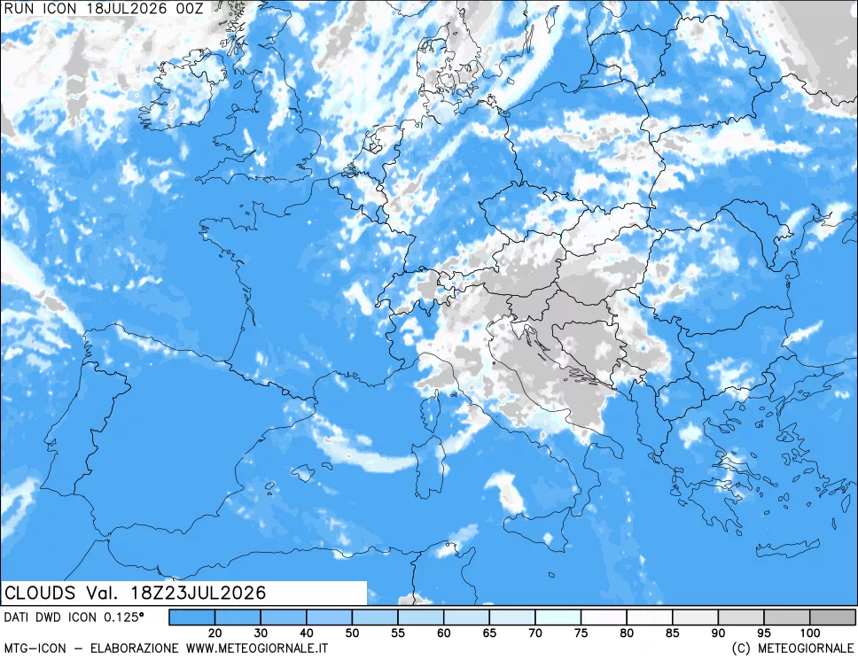 mappa Nuvolosit&agrave; totale