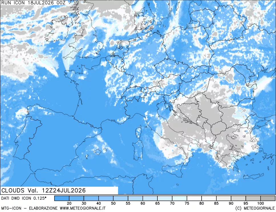 mappa Nuvolosit&agrave; totale