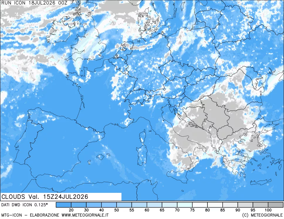 mappa Nuvolosit&agrave; totale