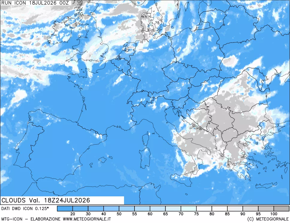 mappa Nuvolosit&agrave; totale