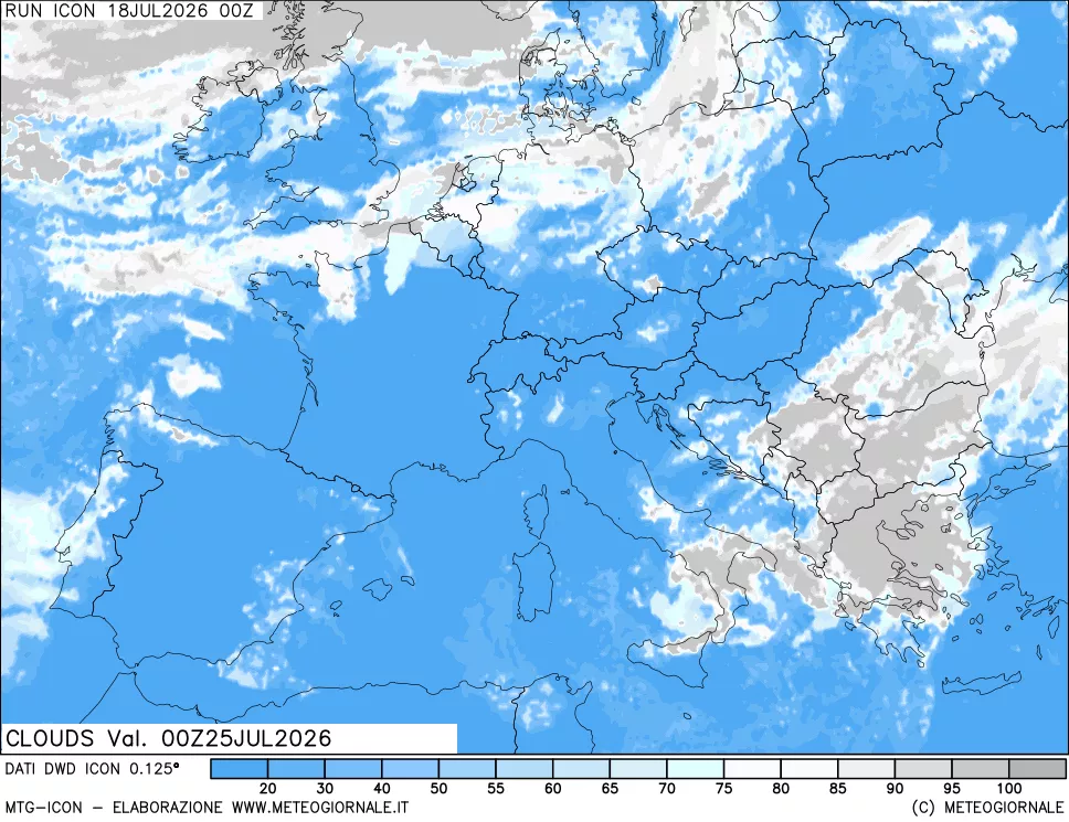 mappa Nuvolosit&agrave; totale