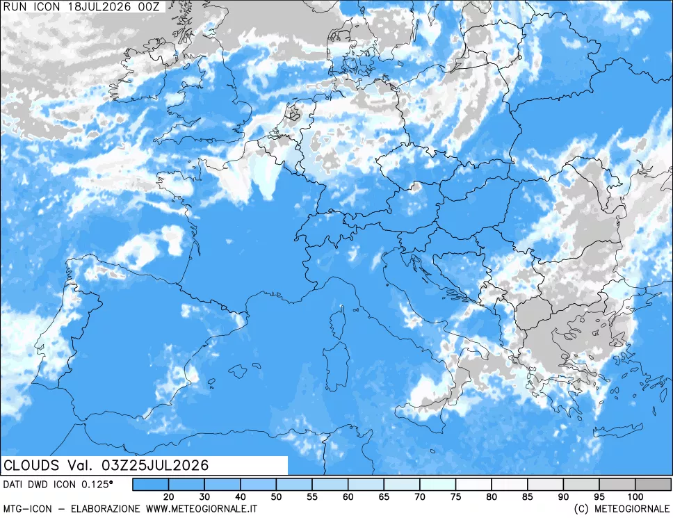 mappa Nuvolosit&agrave; totale