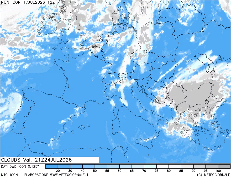 mappa Nuvolosit&agrave; totale