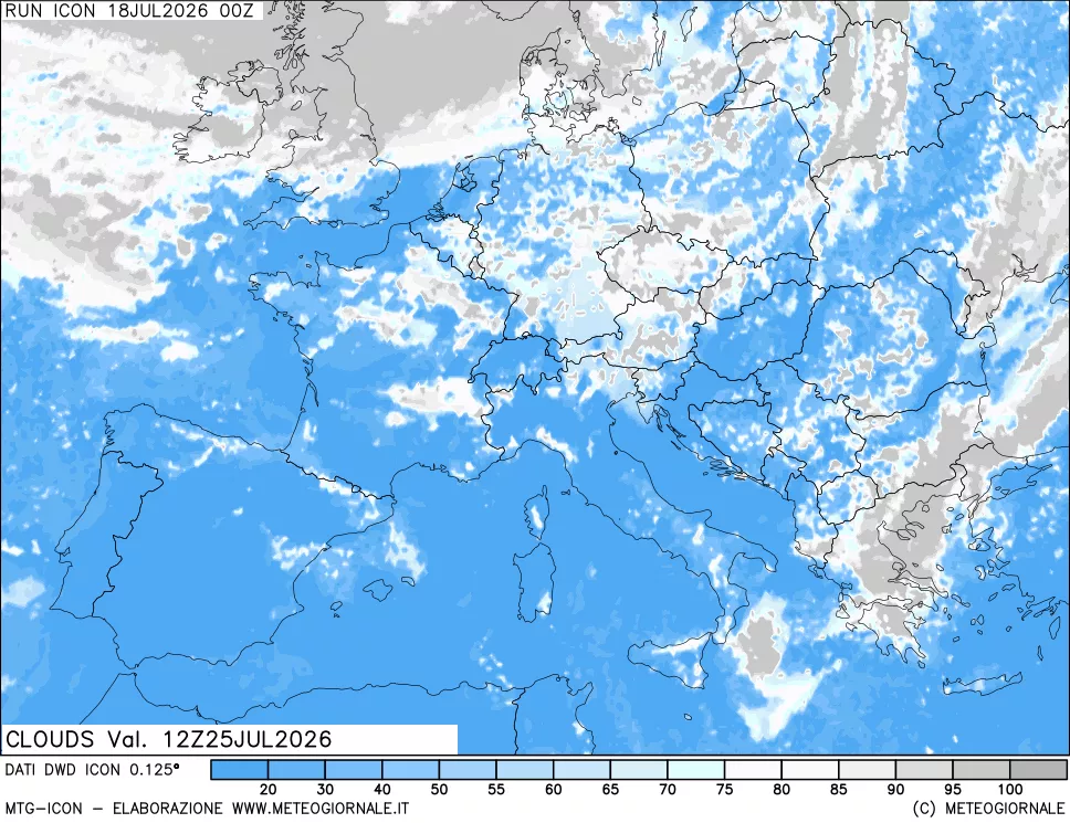 mappa Nuvolosit&agrave; totale