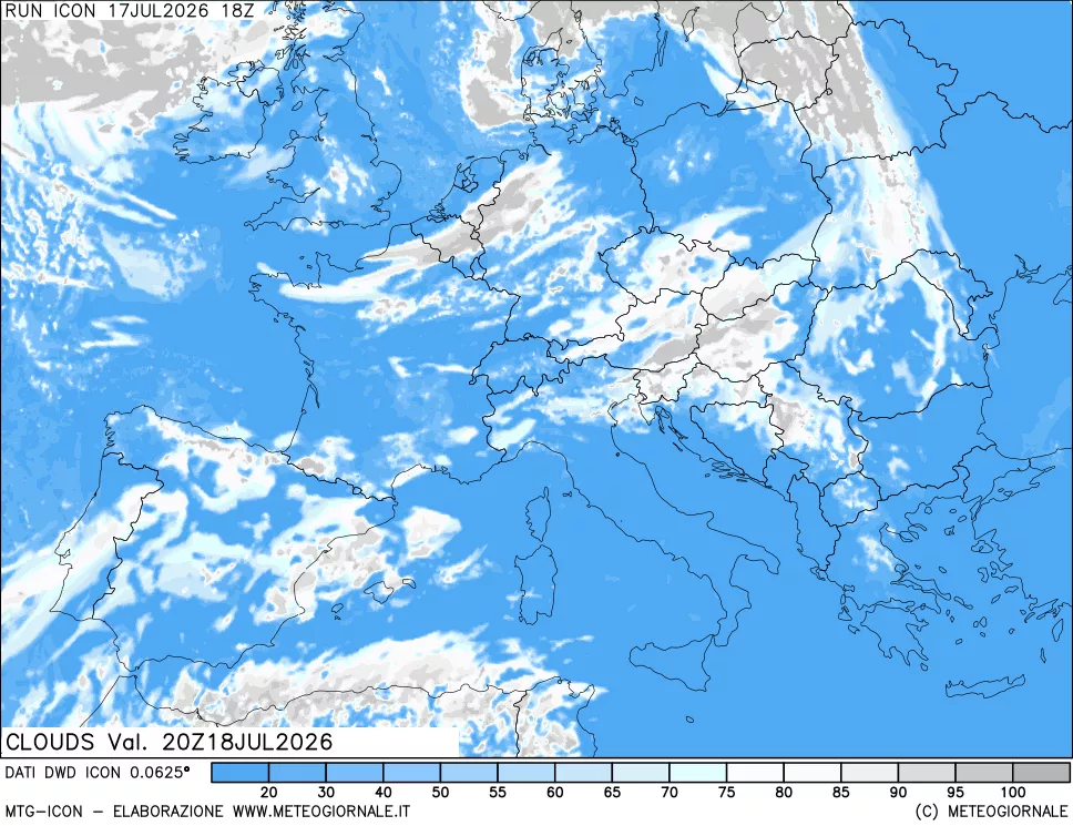 mappa Nuvolosit&agrave; totale