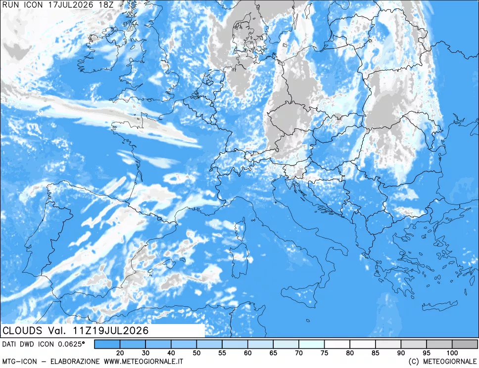 mappa Nuvolosit&agrave; totale