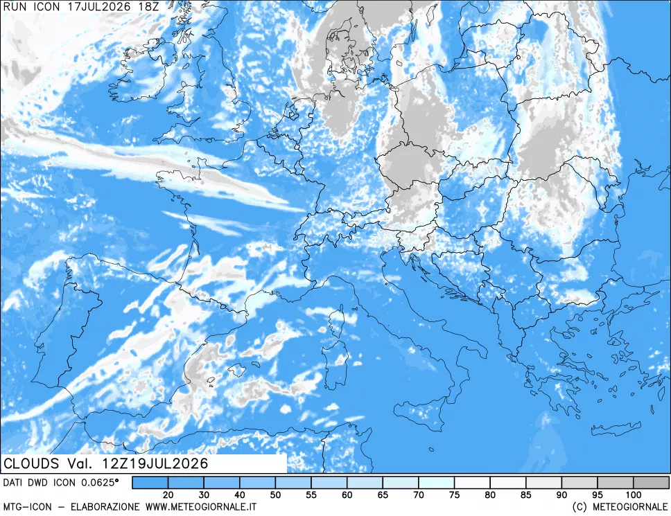 mappa Nuvolosit&agrave; totale