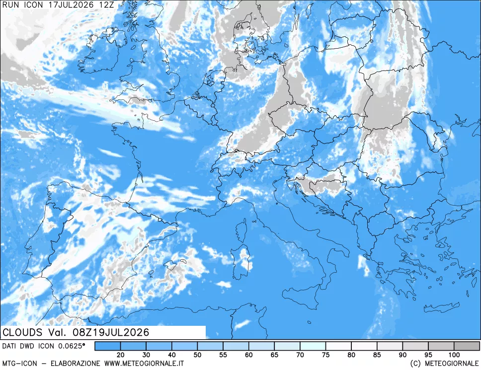 mappa Nuvolosit&agrave; totale