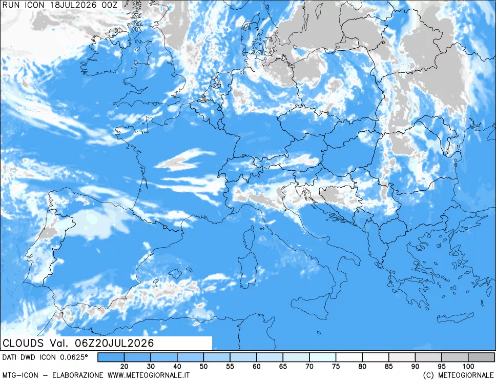 mappa Nuvolosit&agrave; totale