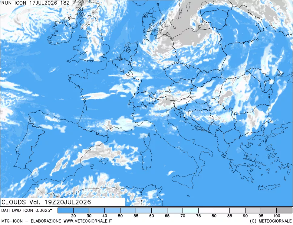 mappa Nuvolosit&agrave; totale