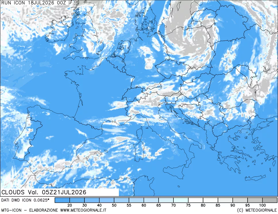 mappa Nuvolosit&agrave; totale