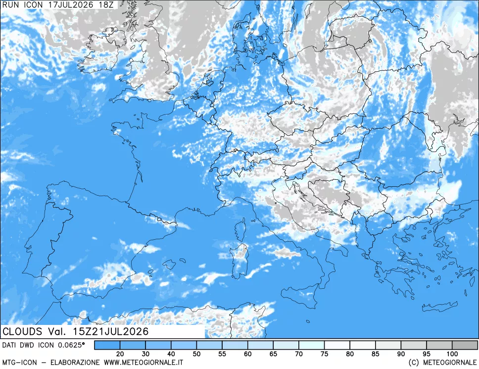 mappa Nuvolosit&agrave; totale