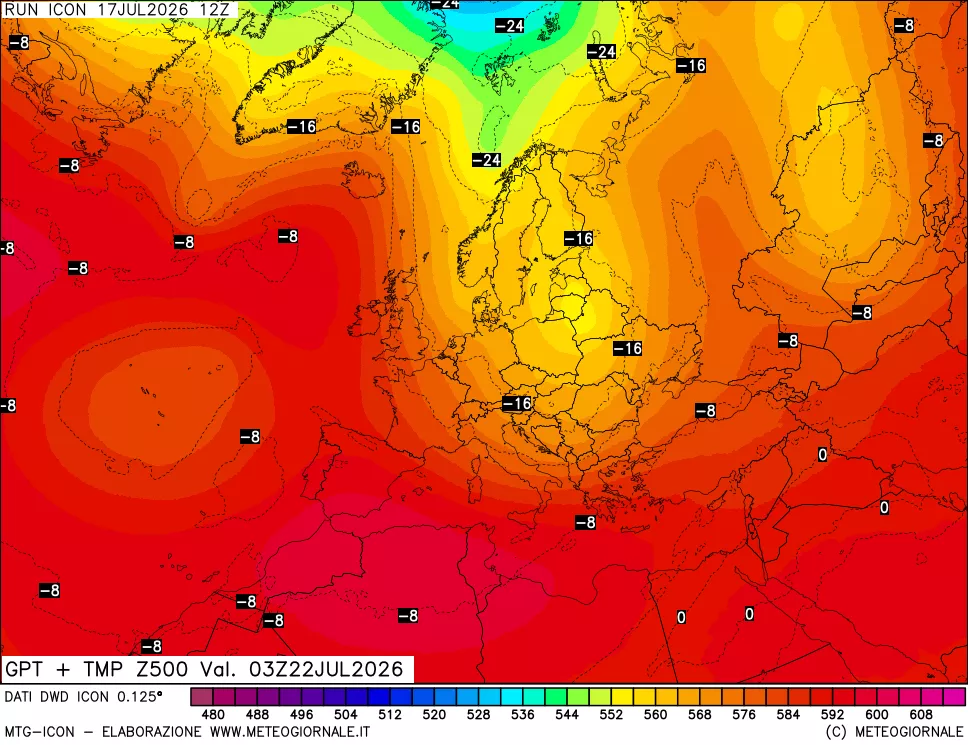 mappa 500 hPa GPT + Temp