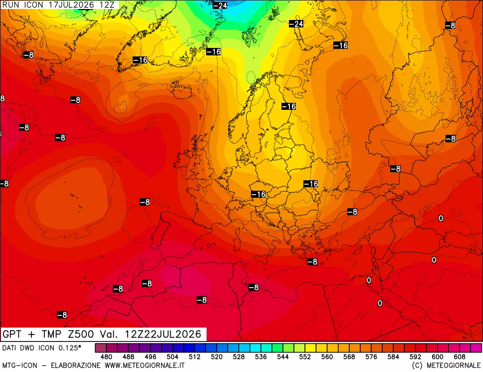 mappa 500 hPa GPT + Temp