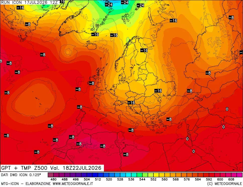 mappa 500 hPa GPT + Temp