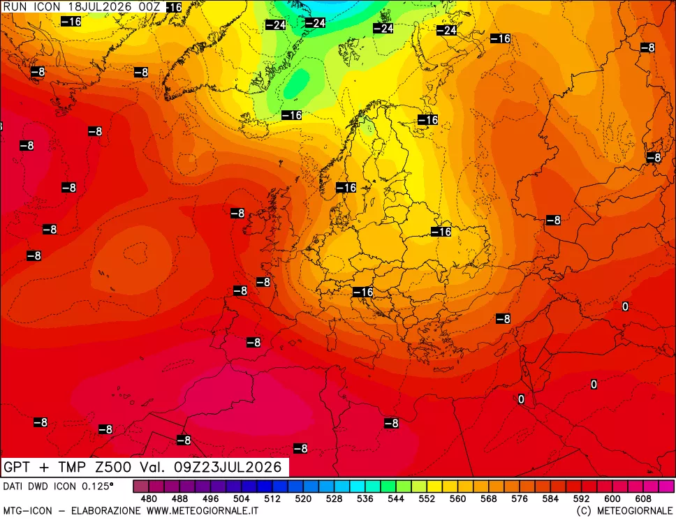 mappa 500 hPa GPT + Temp