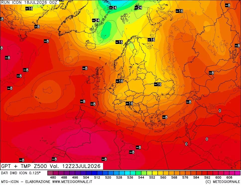mappa 500 hPa GPT + Temp