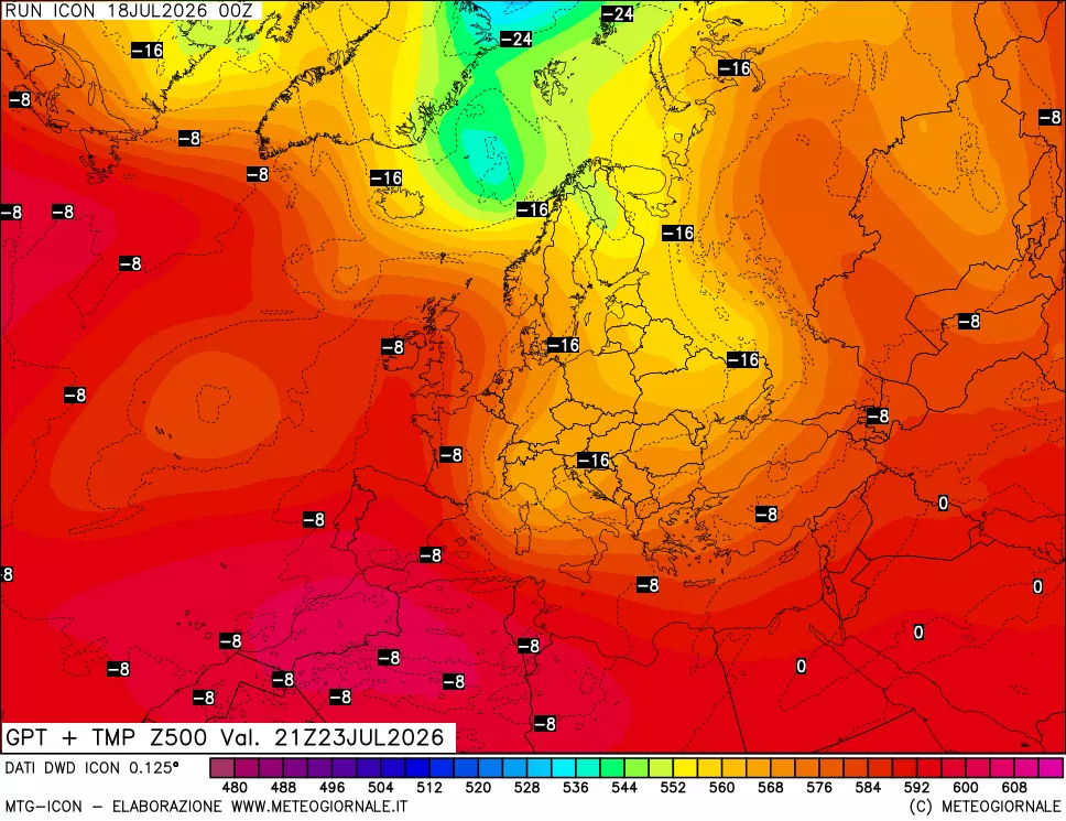 mappa 500 hPa GPT + Temp