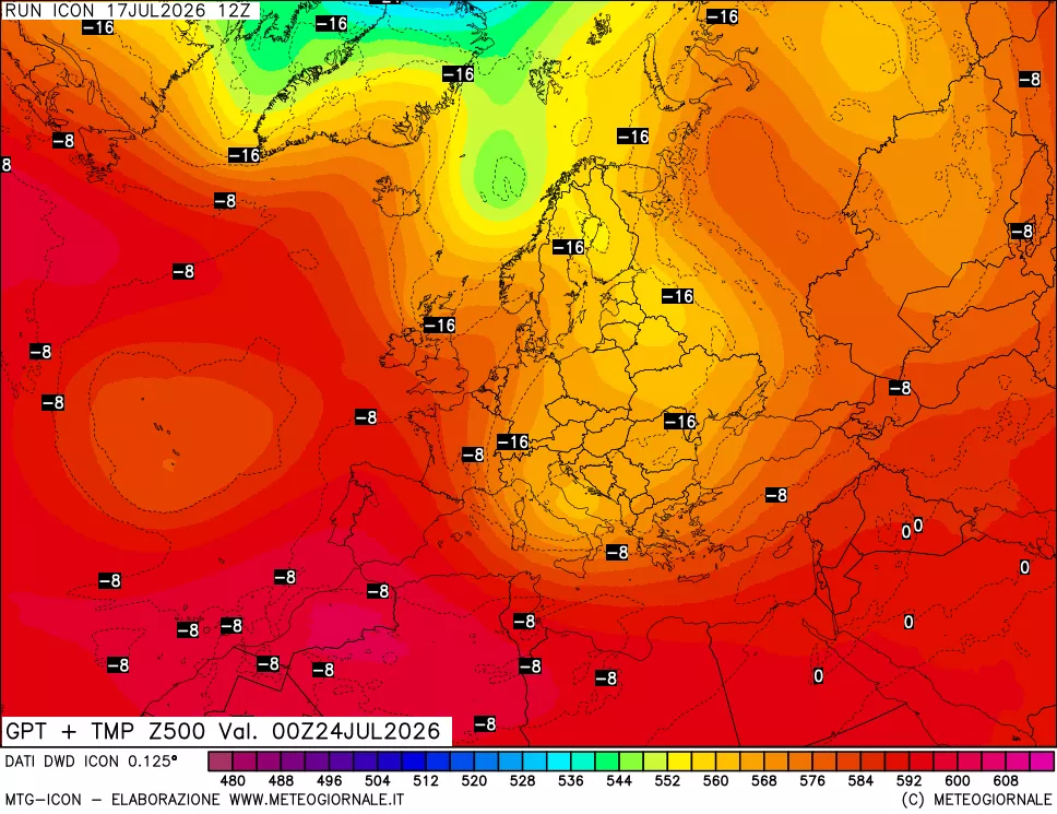 mappa 500 hPa GPT + Temp