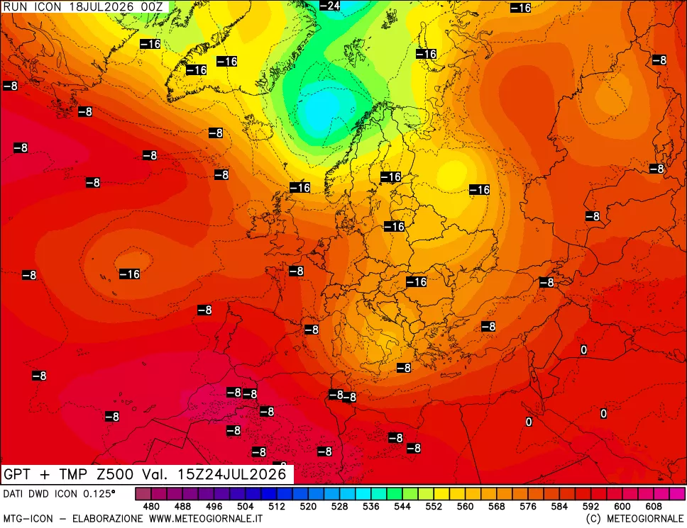 mappa 500 hPa GPT + Temp