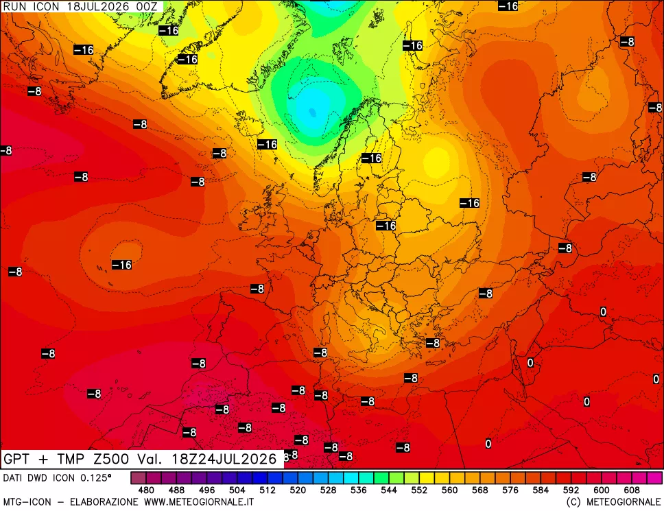 mappa 500 hPa GPT + Temp