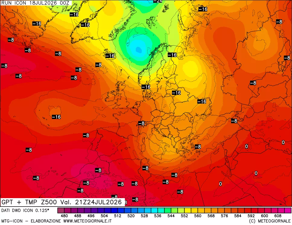 mappa 500 hPa GPT + Temp
