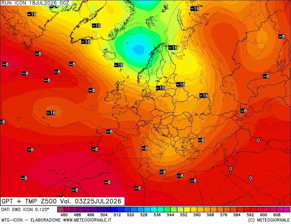 mappa 500 hPa GPT + Temp