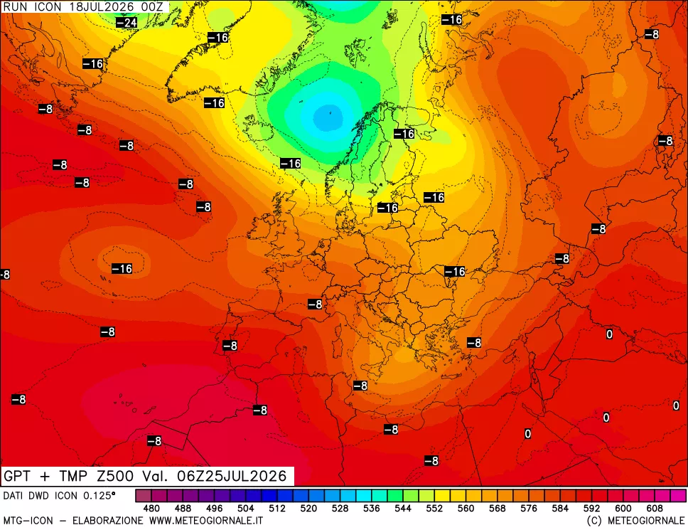 mappa 500 hPa GPT + Temp