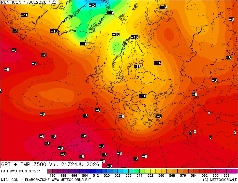 mappa 500 hPa GPT + Temp