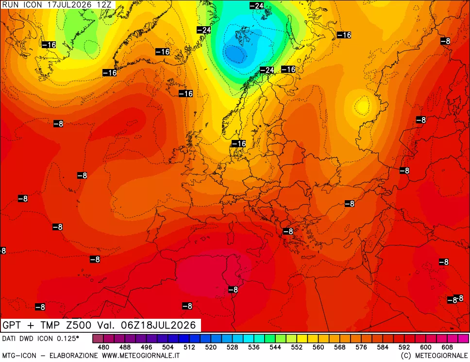 mappa 500 hPa GPT + Temp