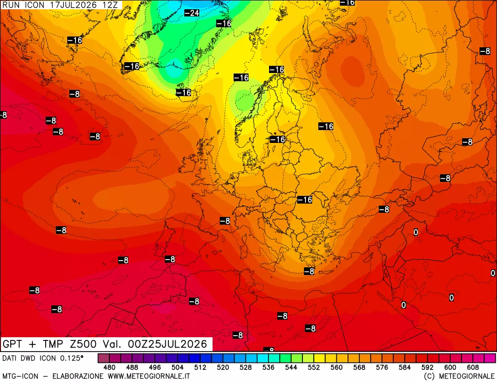mappa 500 hPa GPT + Temp