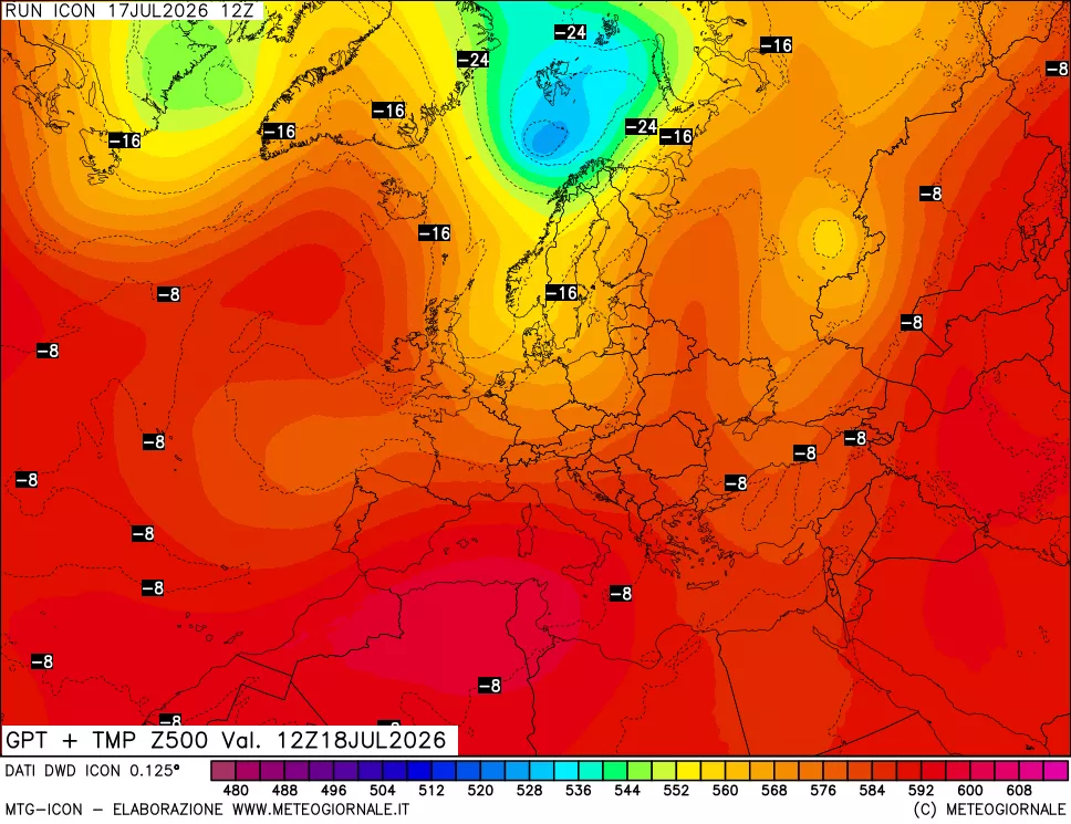 mappa 500 hPa GPT + Temp