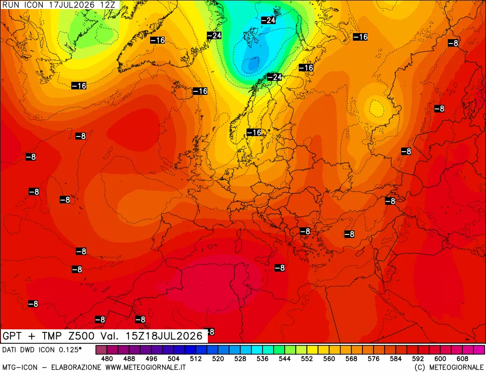 mappa 500 hPa GPT + Temp
