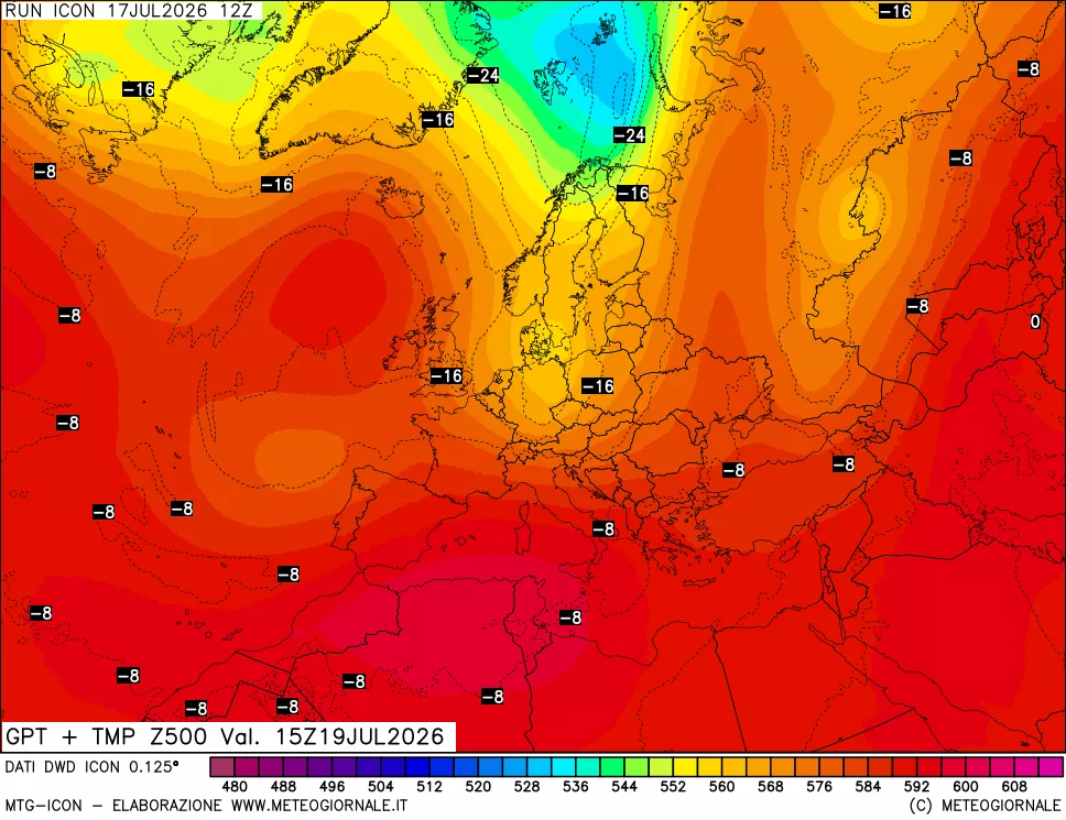 mappa 500 hPa GPT + Temp