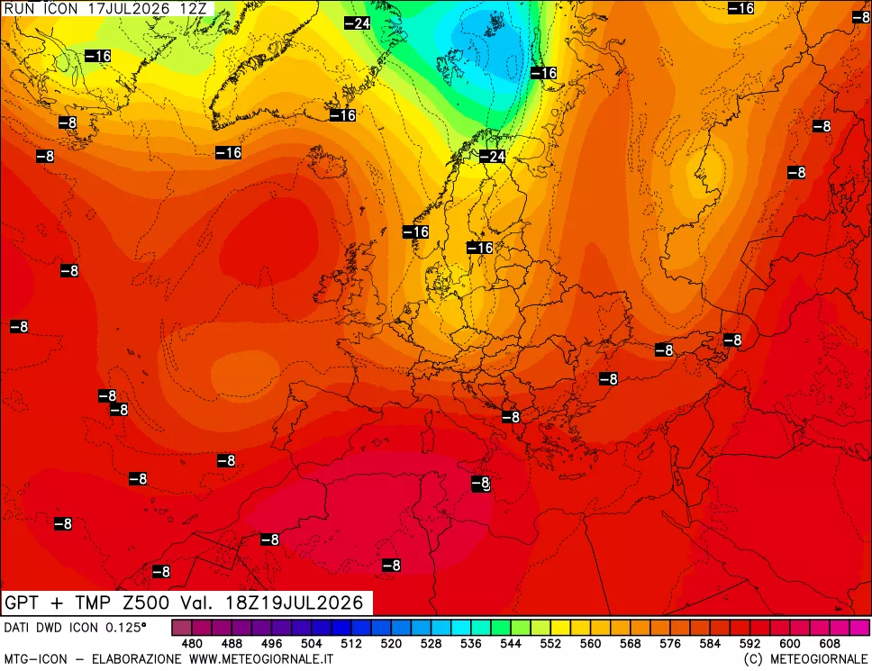 mappa 500 hPa GPT + Temp