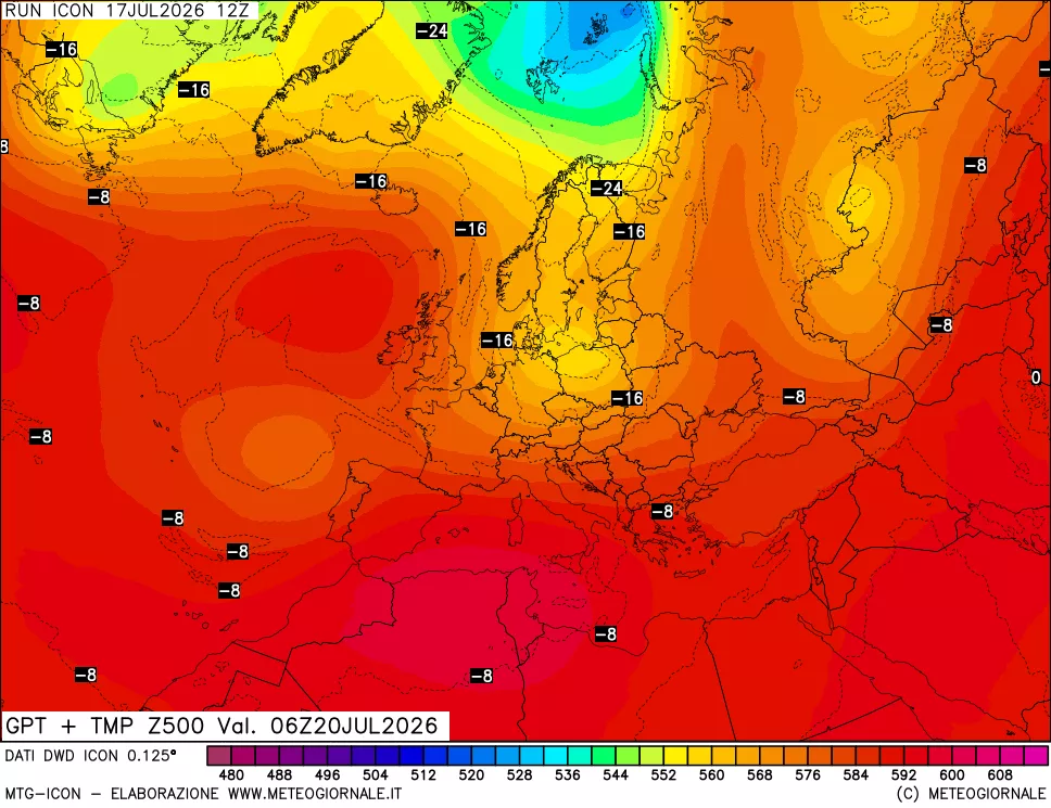 mappa 500 hPa GPT + Temp