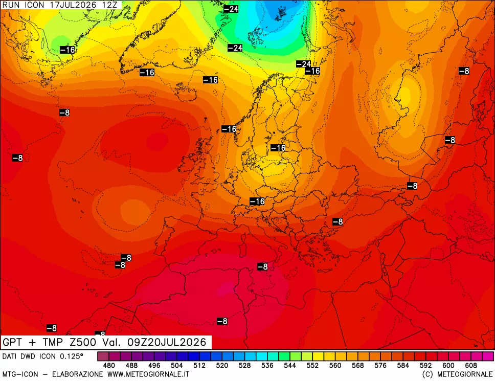 mappa 500 hPa GPT + Temp