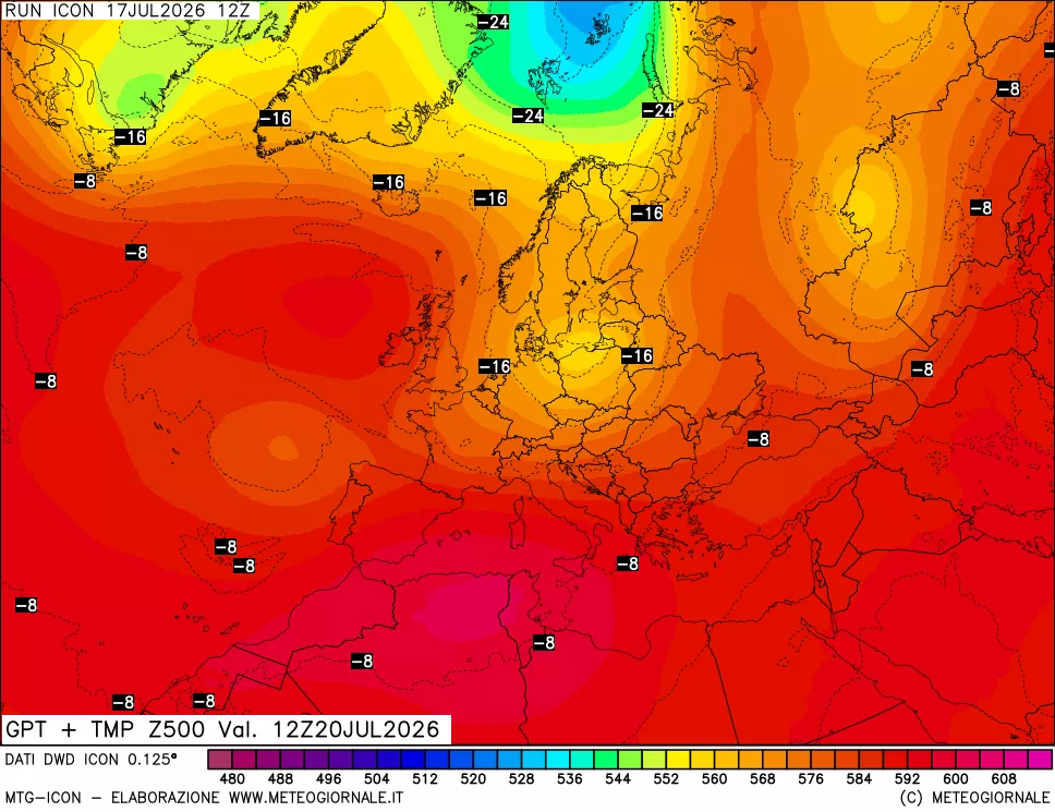 mappa 500 hPa GPT + Temp