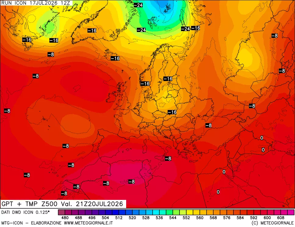 mappa 500 hPa GPT + Temp